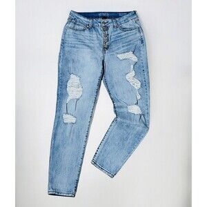 Rewash High Rise Mom Jeans 9/29 Button Fly Light Wash Destroyed Y2K Grunge